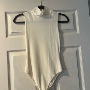 Sleeveless Turtleneck Bodysuit - White